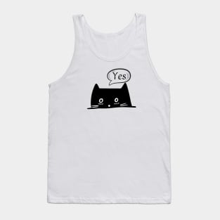 Black Cat Says yes Tank Top